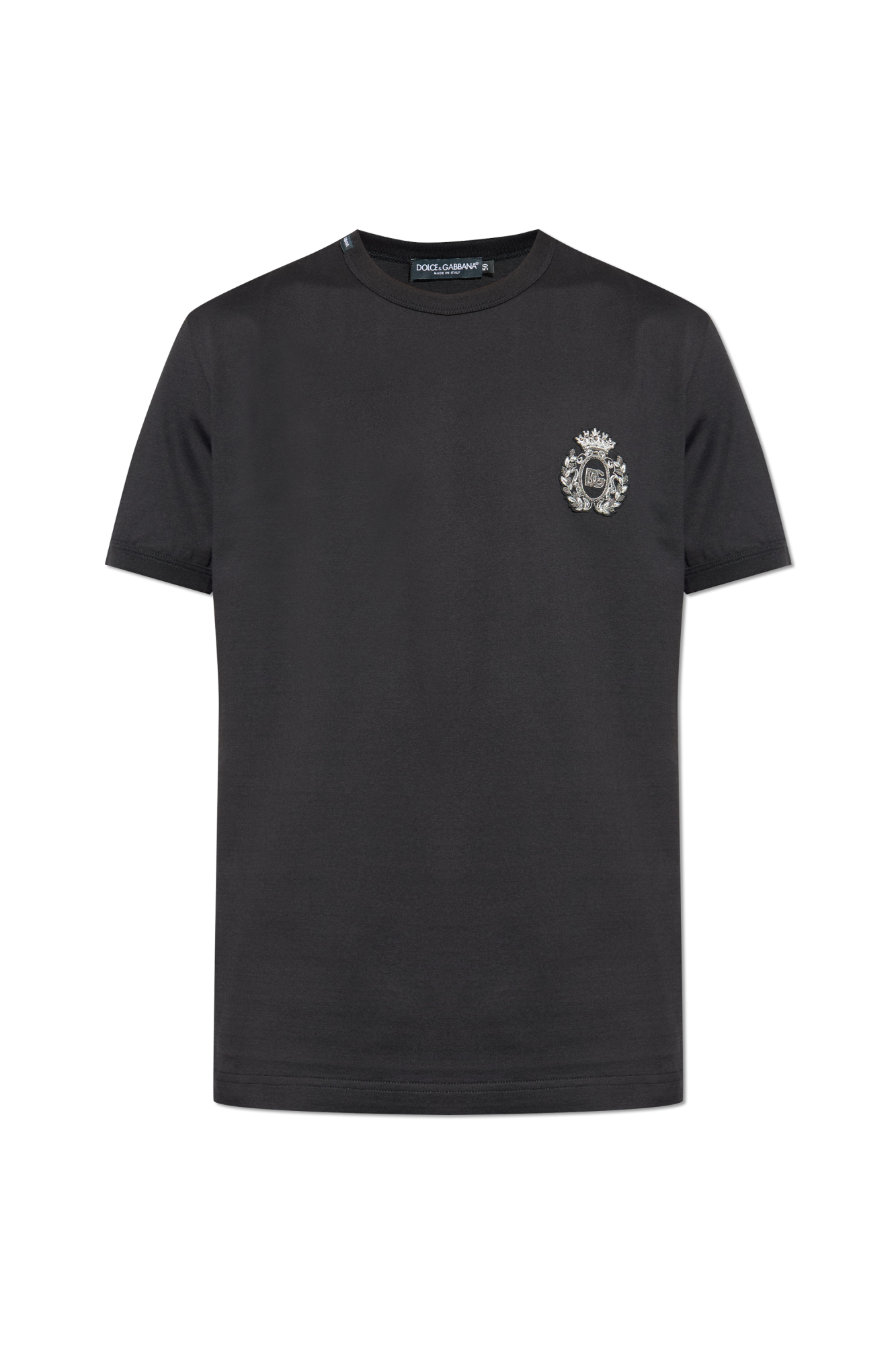 Dolce & Gabbana/ブランドタグ クルーネック Tシャツ ドルチェ&ガッバーナ 定番首元タグ クルーネック半袖Tシャツ 46